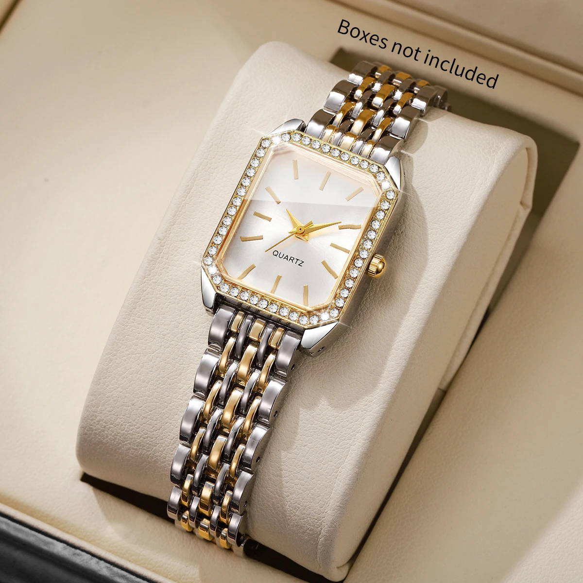 

Luxury Diamond Dial Women Quartz Watch Ladies Elegant Rectangle Quartz Wristwatch Reloj Mujer Girls Clock Gift（Without Box）