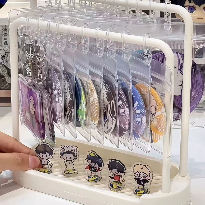 Ins Style Desktop Display Rack Double Layer Anime Badge Standee Jewelry Keychain Storage Organizer Holder