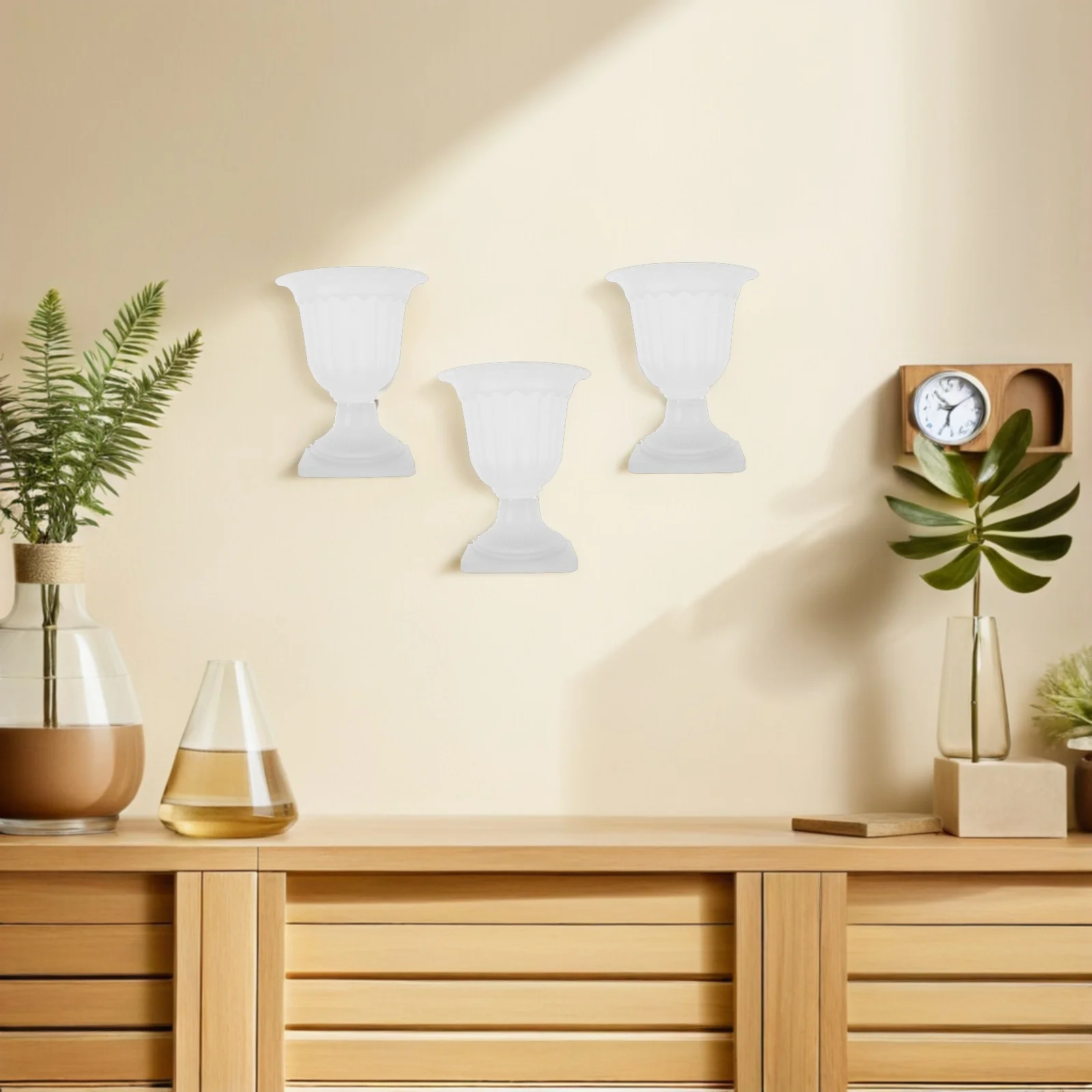 

4Pcs Half Urn Wall Planters Rustic Porch Mounted Vintage Flower Vase Hanging Garden Floral Holder Roman Column Retro Style