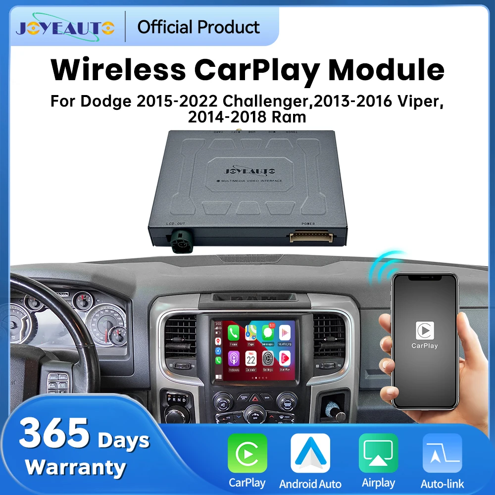 JoyeAuto Wireless CarPlay Android Auto Retrofit Decoder for 2013-2022 Dodge 8.4