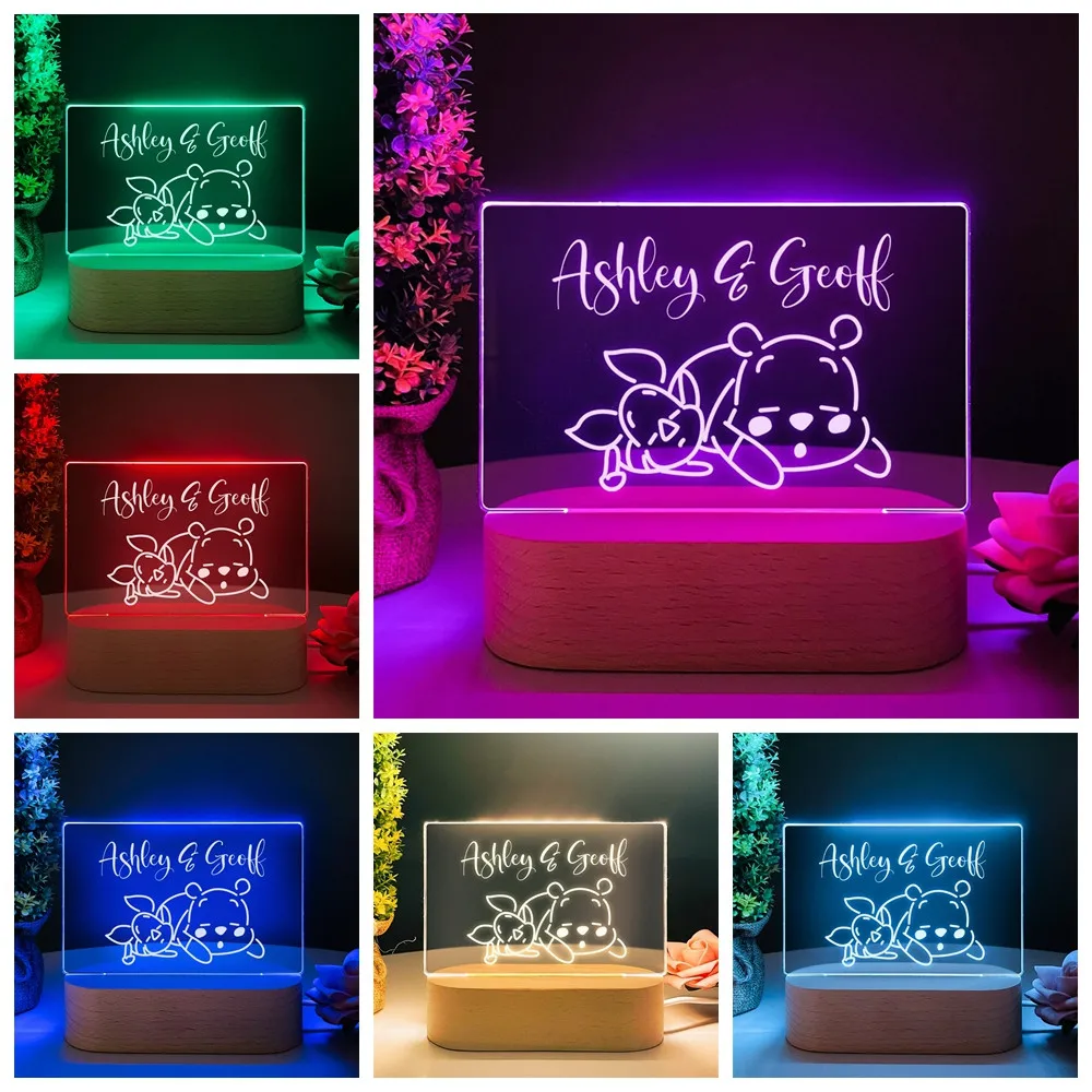 

Personalized Twins Baby Birth LED Night Light Custom Name Lamp With Warm/7 Colors Lightting Bedroom Decor Children's Kids Gift