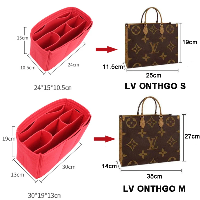 EverToner Felt Cloth Insert Bag Organizer for LV ONTHEGO Tote Speedy bag Handbag Cosmetic Bag Makeup Organizer