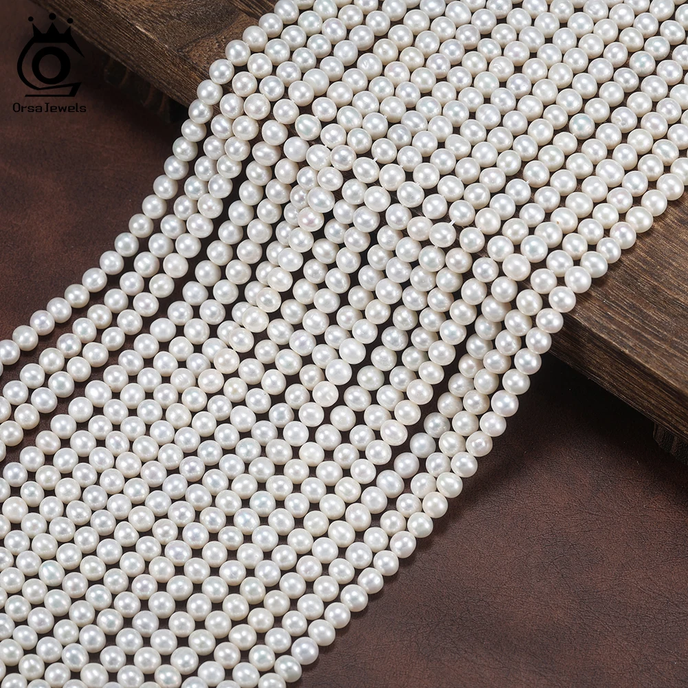 

ORSA JEWELS High Quality Freshwater Pearl Loose Round Beads DIY Craft Strands Women Making Jewelry Accessories Wholesale PP23