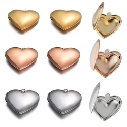 10pcs Heart Photo Frame Pendant for Women Openable Locket Stainless Steel Jewelry DIY Necklace Bracelet Accessories