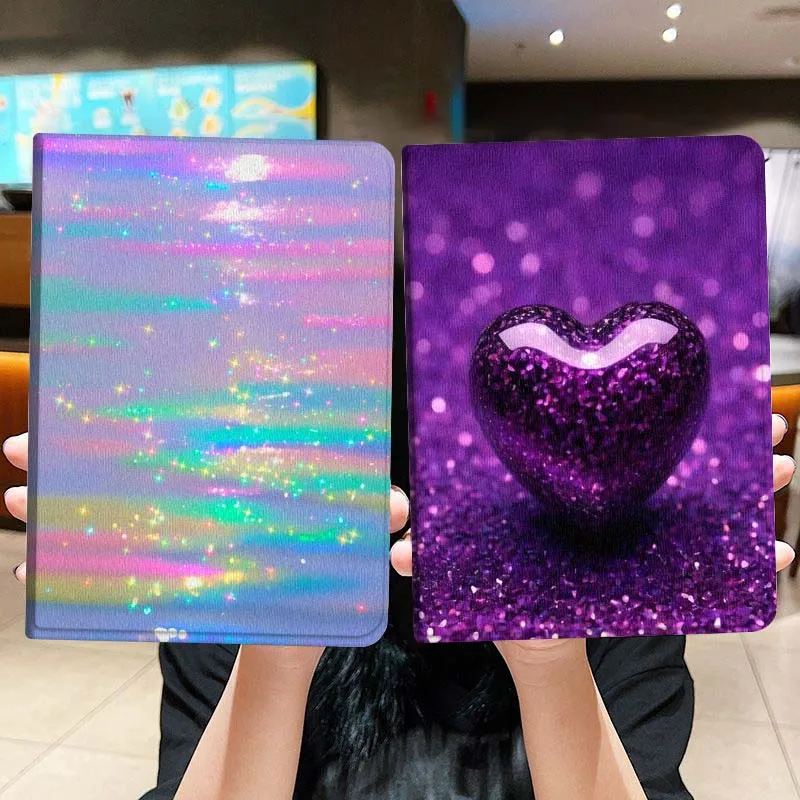 

Сверкающий чехол-книжка в форме сердца для Honor Pad 8, V8, 9, GT, MagicPad 13, 3, 2, Tab, MatePad Pro, Air 12, X, 12.6