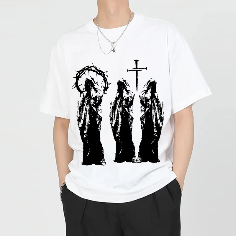 

2025 New Ins Super Hot y2k Punk Harajuku Dark Printed Loose Gothic Retro Top unisex T-shirt Short Sleeve