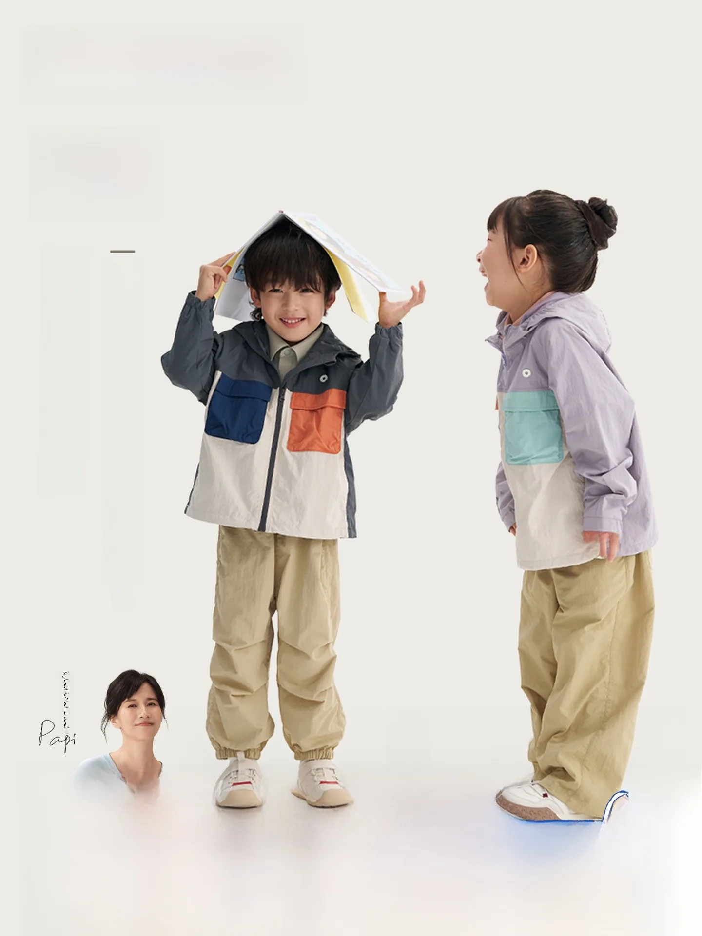 

Q2 Children's Jaet with Large kets Parent-Child Sle ex Windproof Sunproof Breathable Wear-resistant Spring New Fu...