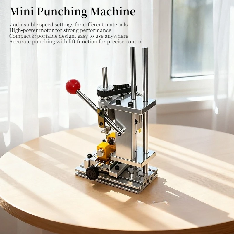 Mini Punching Machine 7-Speed Adjustable Speed High Power Portable Drill with Lift Function for Precision Drilling