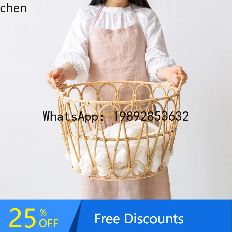 

Hotel Homestay Dirty Laundry Basket Handmade Bent Rattan Woven Bathroom Shower Room