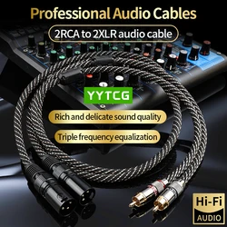 YYAUDIO HIFI 2RCA to 2XLR Audio Cable 6N OFC 3Pin XLR Female to RCA Male Cable For Speaker Amplifier Mixer Patch Cable