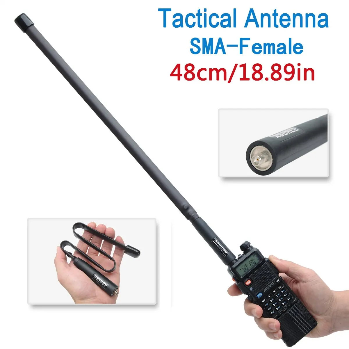 Abbree CS Tactical Antena SMA damskie dwupasmowe 144/430Mhz Składane Walkie Talkie dla Baofeng UV 5R 13 Pro 888S Quansheng UV K5