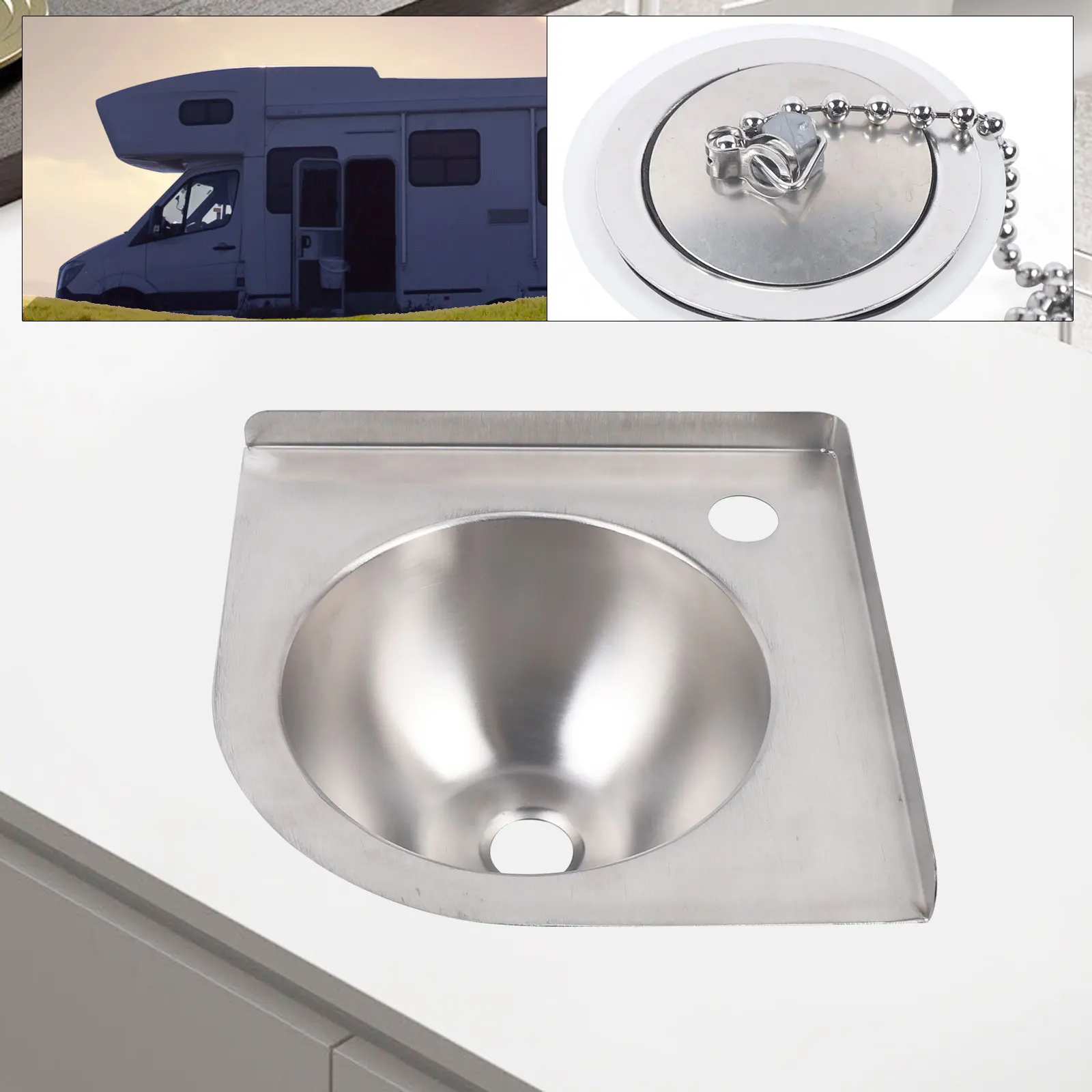 

RV washbasin GR-596 with drain head and drain pipe without faucet