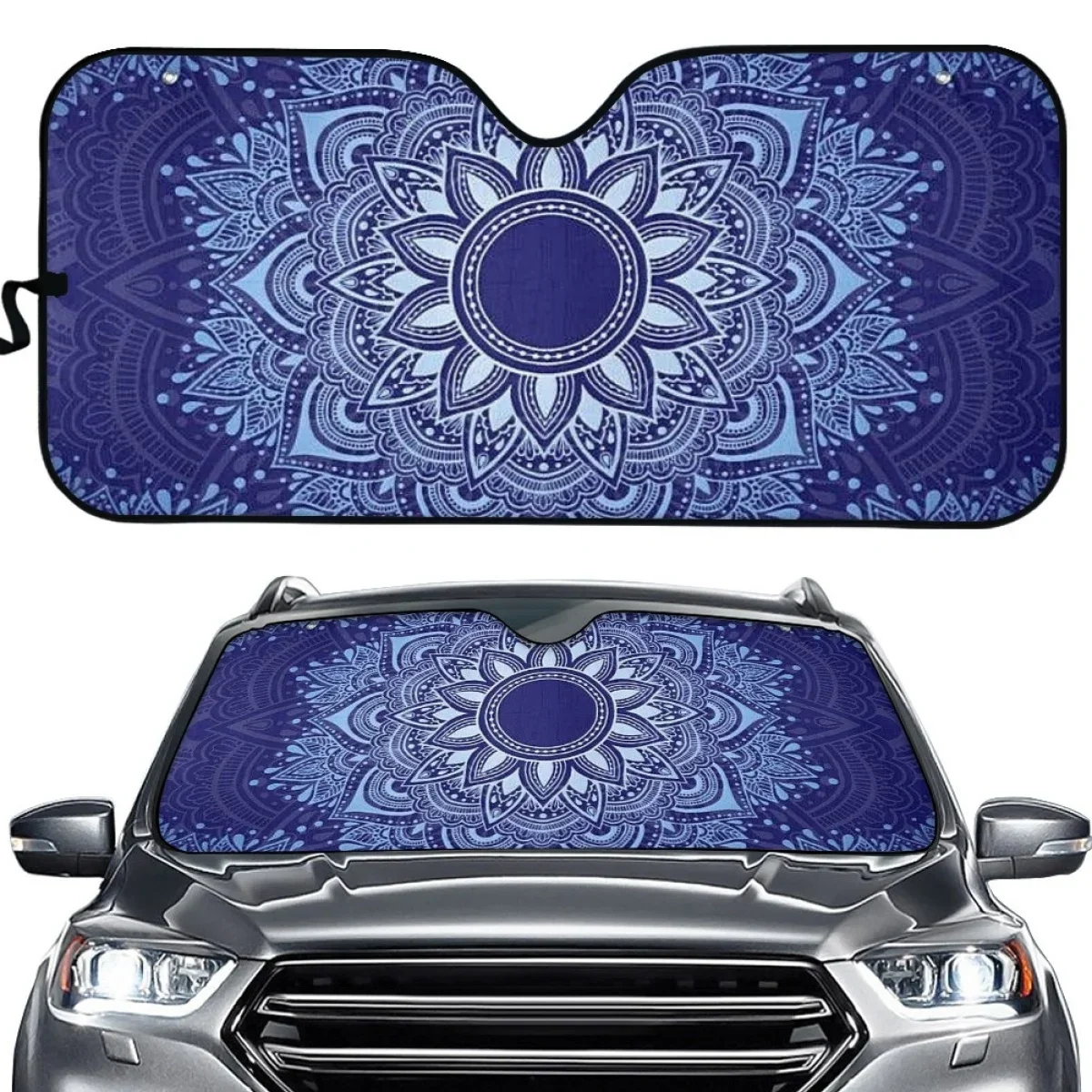 Blue Mandalas Boho Chic Bohemian Car Windshield Sun Shade Windshield Car Sunshade UV Sun and Heat Reflector Fit