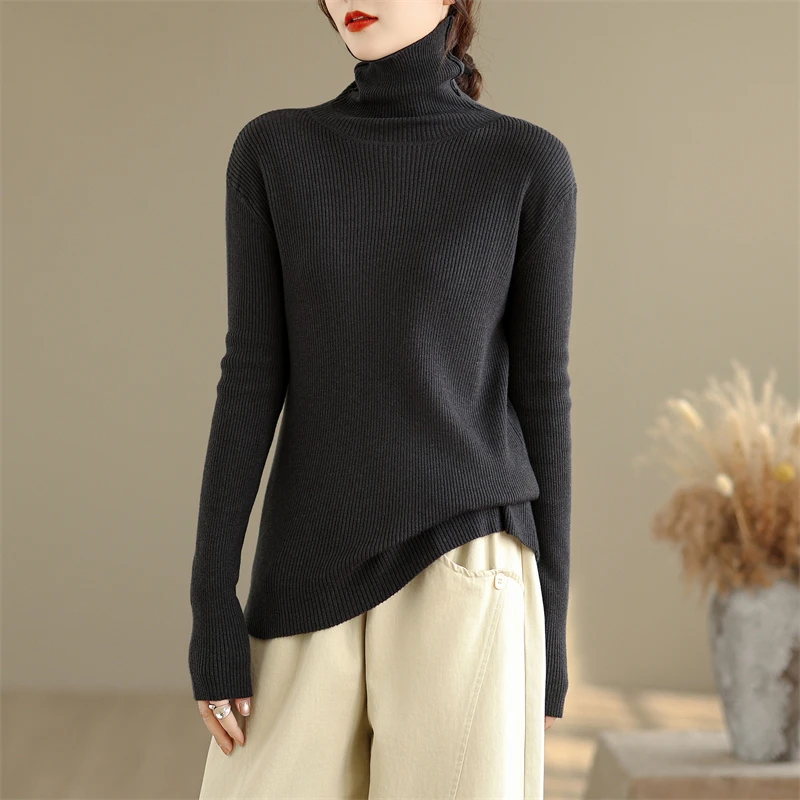 

Autumn Winter Ultra Elastic Color Knitted High Collar Sweater Soft Andy Velvet Fabric 6 Colors Base Shirt Thin Type