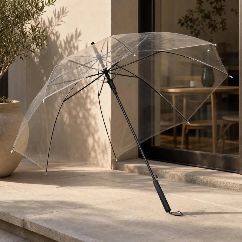 Parapluie Transparent Automatique 100 cm - Ouverture Automatique en POE Durable, Côtes Métalliques Anti-Vent, Idéal Mariage, Golf, Photographie, Pluie Quotidienne