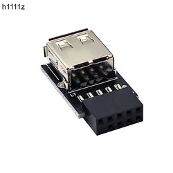 Conector adaptador de 9 pines A USB para PC, placa base interna de 9 pines A USB 2,0, convertidor hembra tipo A para Dongle, receptor de ratón inalámbrico