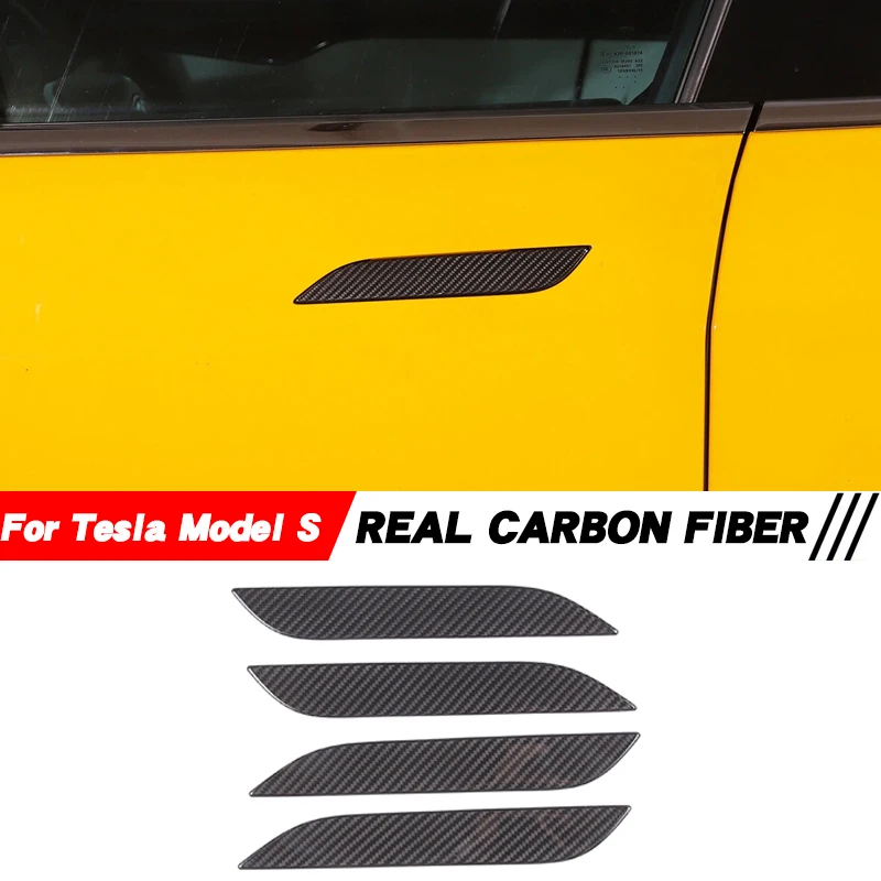 

Для Tesla Model S 2013-2025: Накладка на внешнюю ручку двери из настоящего карбона, аксессуары для интерьера автомобиля