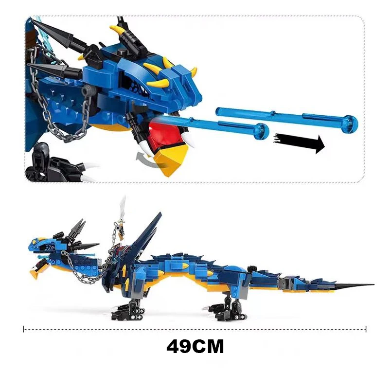 Animated Film Movie Jay\'s Blue Mecha Dragon Of Thunder And Storm Blue Building Blocks With Figure Toys Gifts For Adult Kids Boys