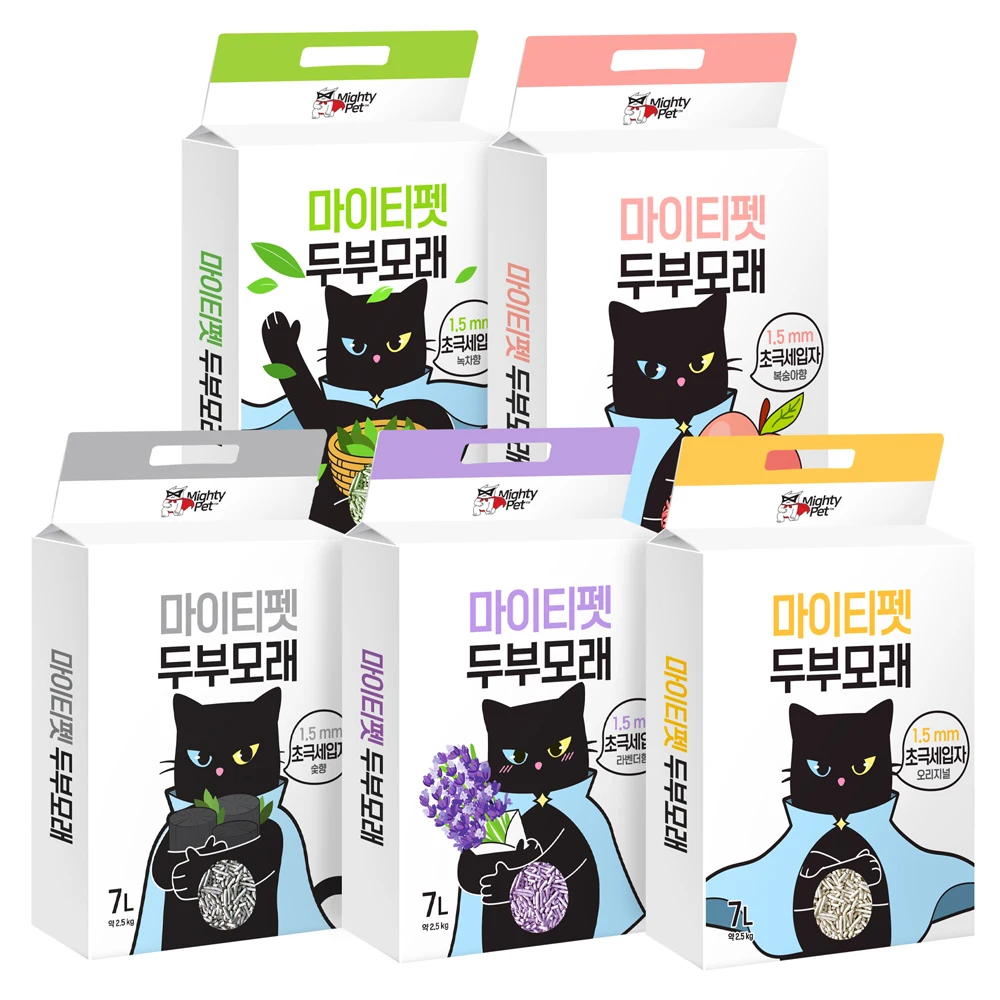 [재입고] 마이티펫 대용량 두부모래 가는입자/초극세입자 먼지없는 고양이모래 7L x 5팩 ... - 1