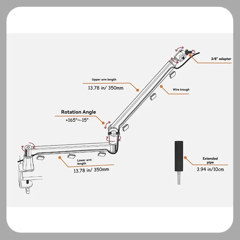 

A46U Low Position Microphone Boom Arm,360°Rotatable Mic Stand,Microphone Holder With 3/8Inch 5/8Inch Adapters,Microphone Arm