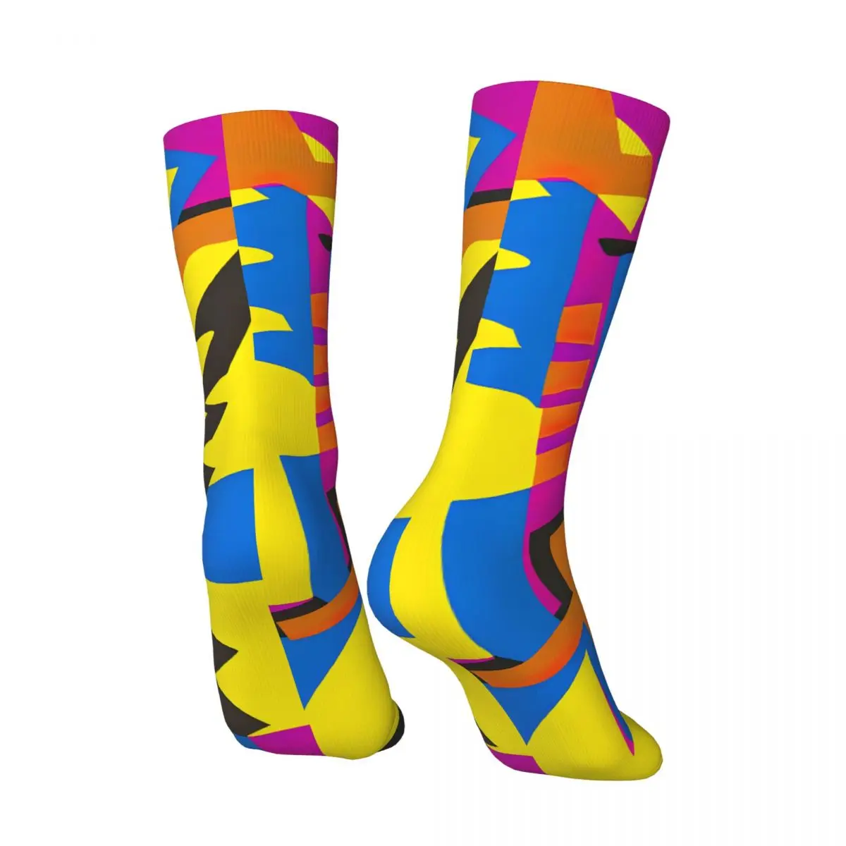 Abstract Street Art - Geometric Graffiti Inspired - Purple, Yellow And Blue Men's Socks Vintage Harajuku Street Style