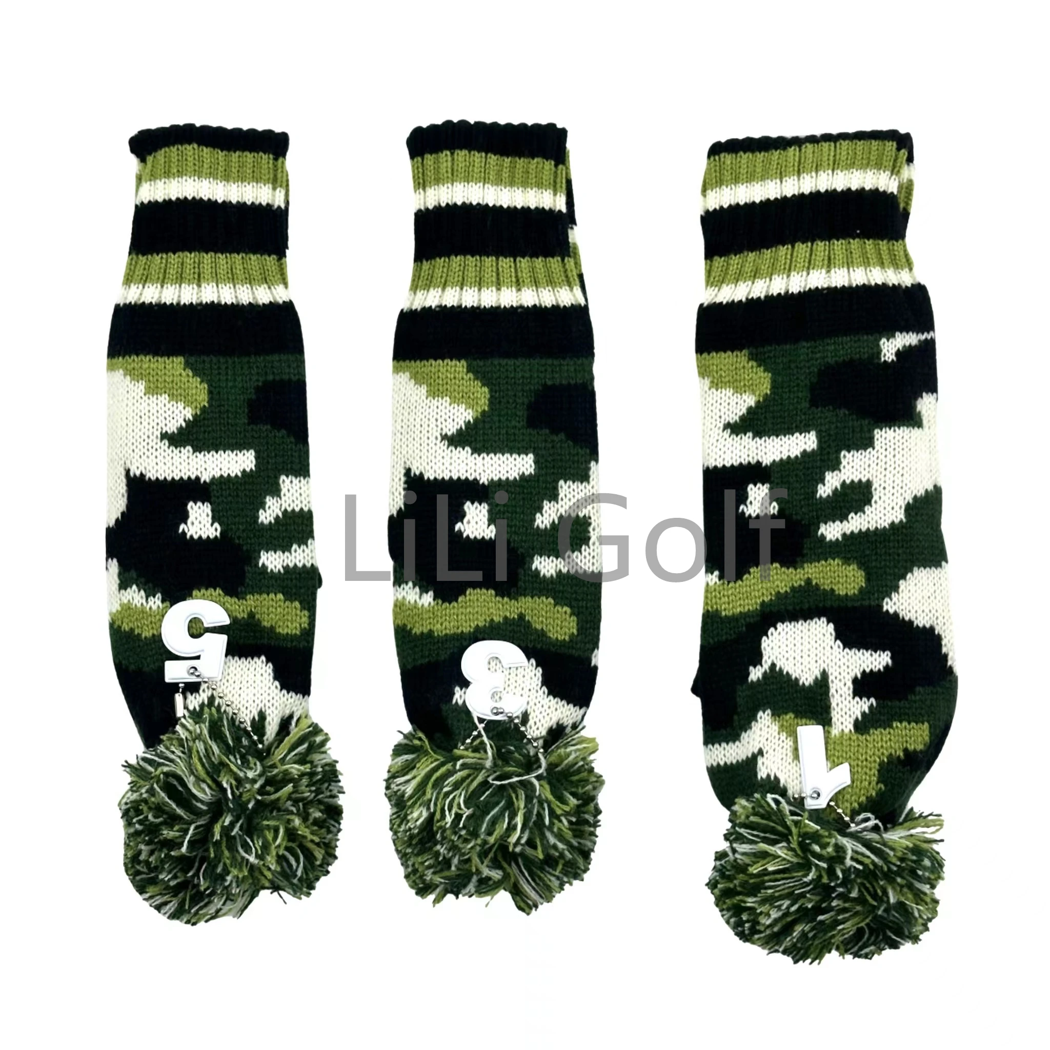 3 Pcs/set Golf Camouflage Pattern clubs Head cover Knitted Hybrid UT Driver Fairway Wood 1 3 5 Wood Knitting Cover
