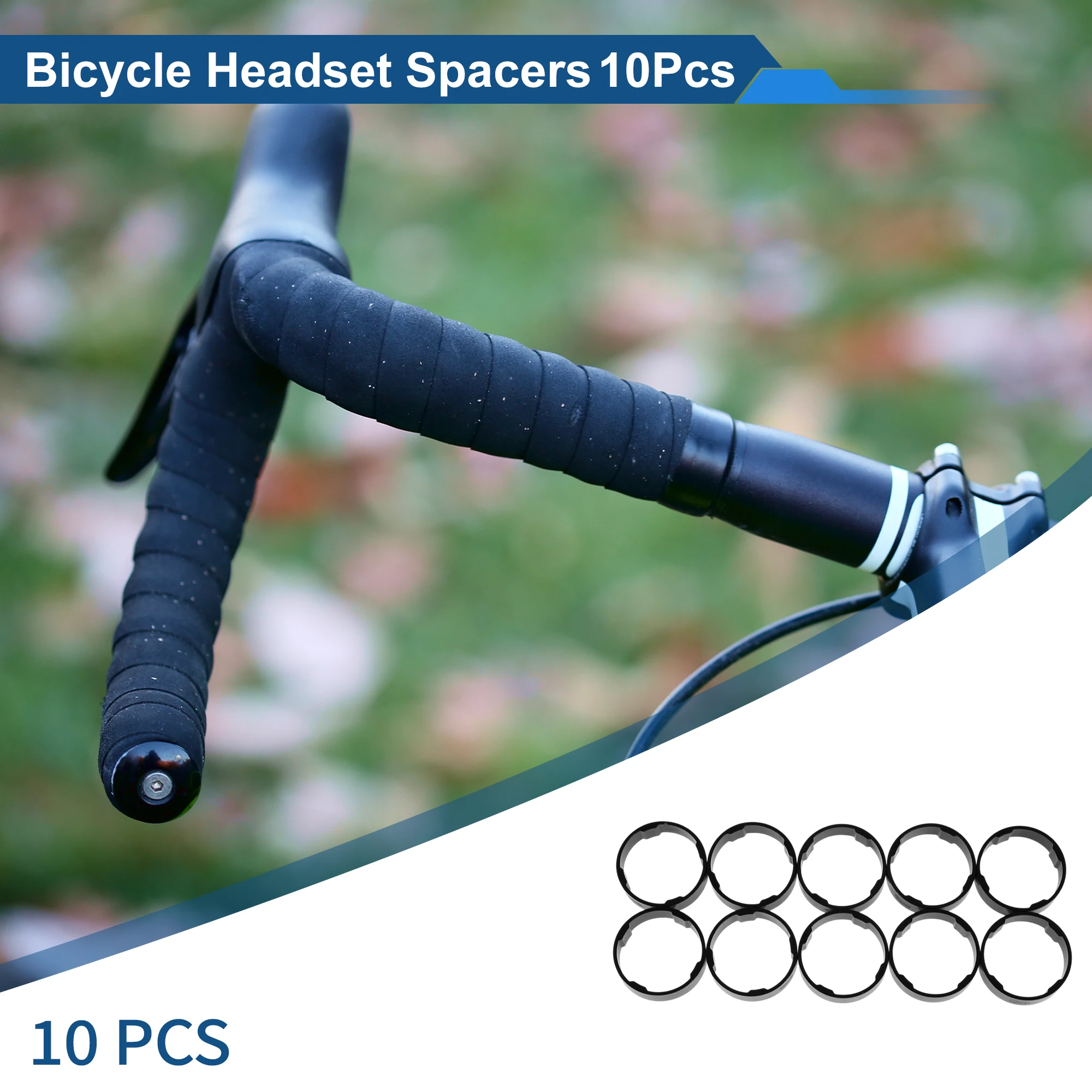 

X Autohaux проставки для велосипедной гарнитуры 10 мм 28,6 мм 1-1/8 дюйма, черный алюминиевый сплав, 10 шт.