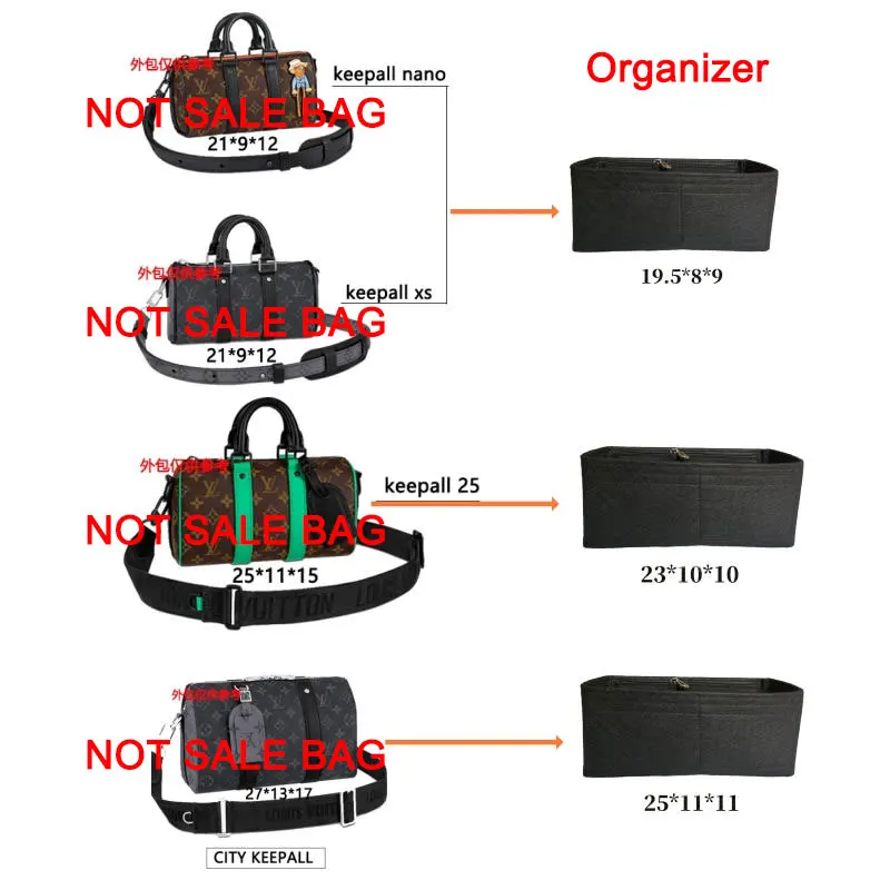 Felt Liner Bag Insert Organizer For LV City Keepall Nano XS 25 27 Inner Lining Storage Bag Support Bag