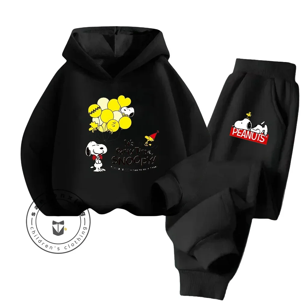 Snoopy Spring & Autumn Kids Boys & Girls Hoodie Pants Set Cartoon Snoopy Print Cute Casual Kids Clothing Set Sweatshirt Casual