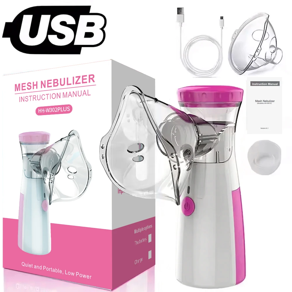 Mini nebulizador portátil, nebulizador médico silencioso de malla, atomizador portátil para adultos y niños, inhalador de asma, humidificador nebulizador para el hogar