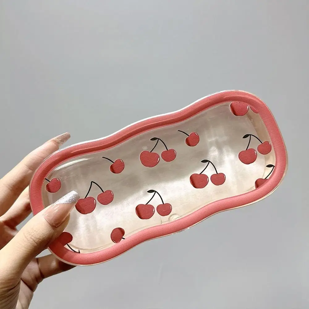 Fashion Pink Bow Glasses Case Cherry Portable Eyeglass Case Protective Hard Shell Eyewear Holder for Sunglasses Reading Glasses