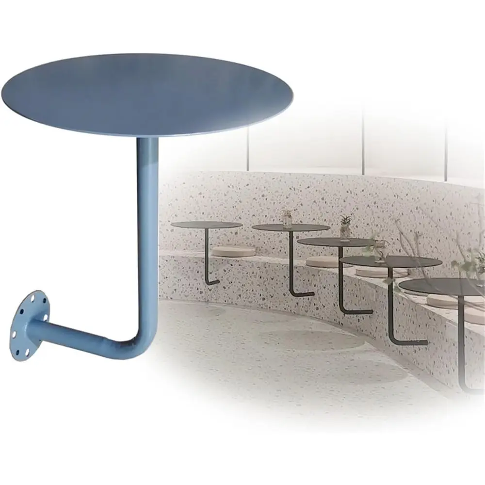 

Серый круглый настенный стол для паба, винтажный промышленный металлический стол-бистро для небольших помещений