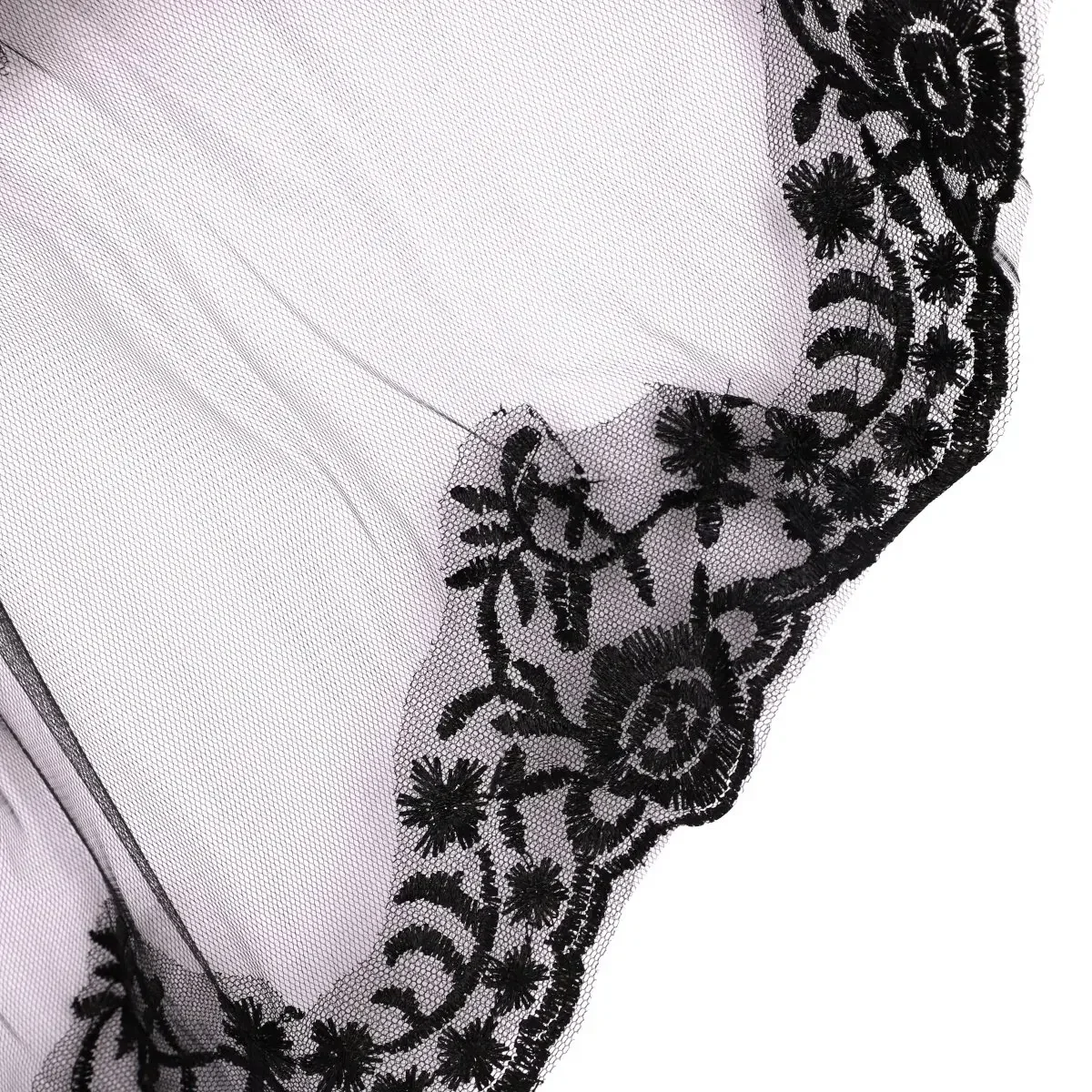 جديد الطراز الأسود الدانتيل الحجاب الزفاف الحجاب مع مشط المرأة مانتيلا زي تأثيري حفلة الإبداعية 2 الطبقة تول بقماش شفاف القوطية