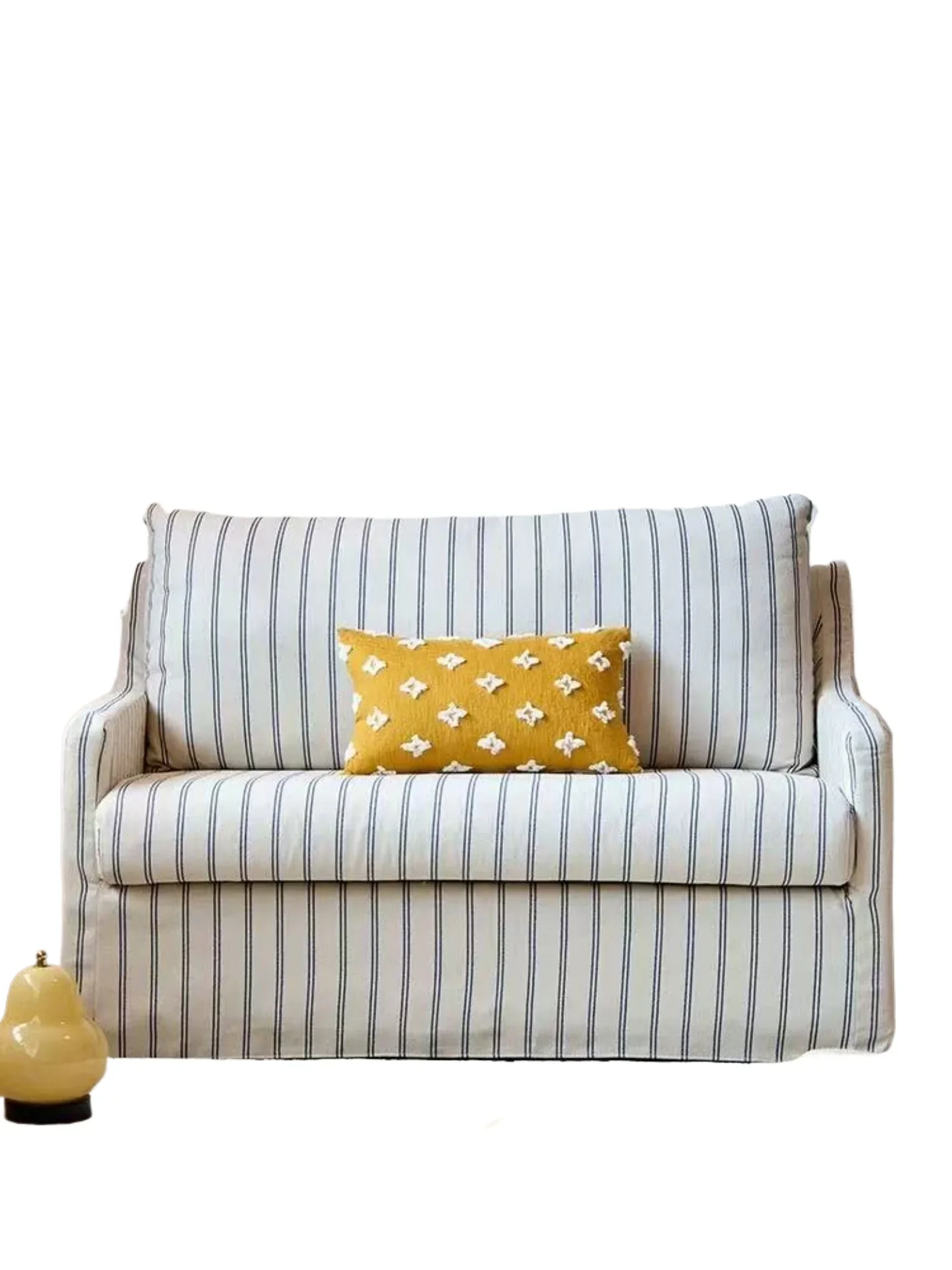 

Двухместное кресло в скандинавском стиле из полосатой ткани кремового цвета, дизайнерское, для B&B, в стиле бизнес-кэжуал.