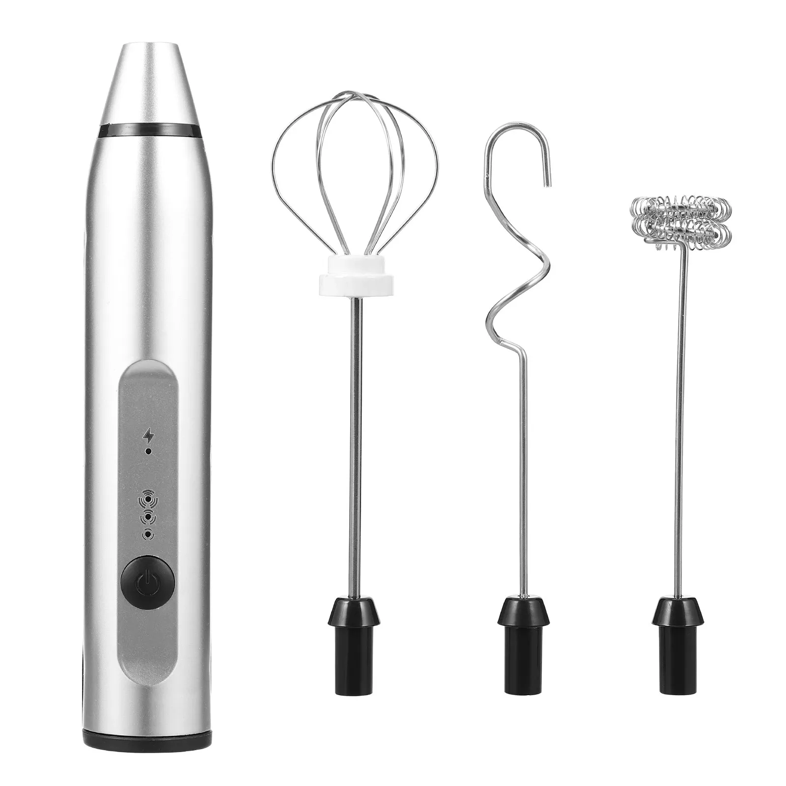

1Set USB Electric Milk Frother Stainless Steel Handheld Mixer Non-Slip Grip Multifunctional Whisk for Coffee Cake Baby Food