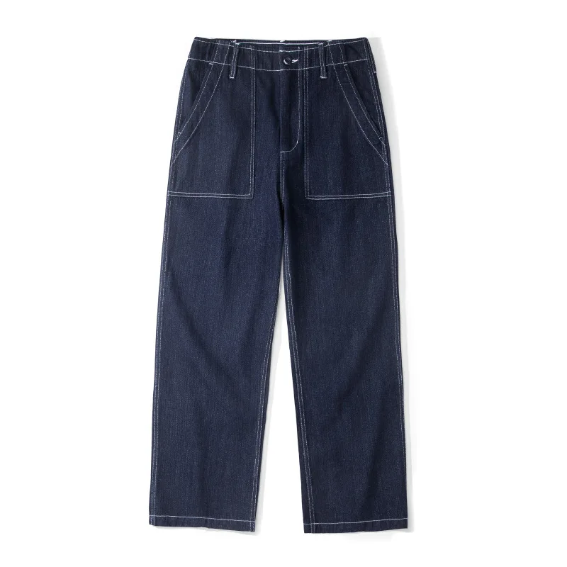 OKONKWO 107 Bread Pants Raw Denim Jeans WABASH Striped Cargo Pants - Classic Fit Comfortable Workwear for Men