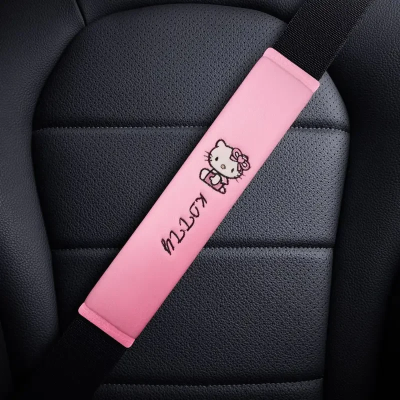 MINISO Car Seat Belt Cover Shoulder Protector Four Seasons Universal Seat Belt Cartoon Mickey Winnie Bears Interior Decoration