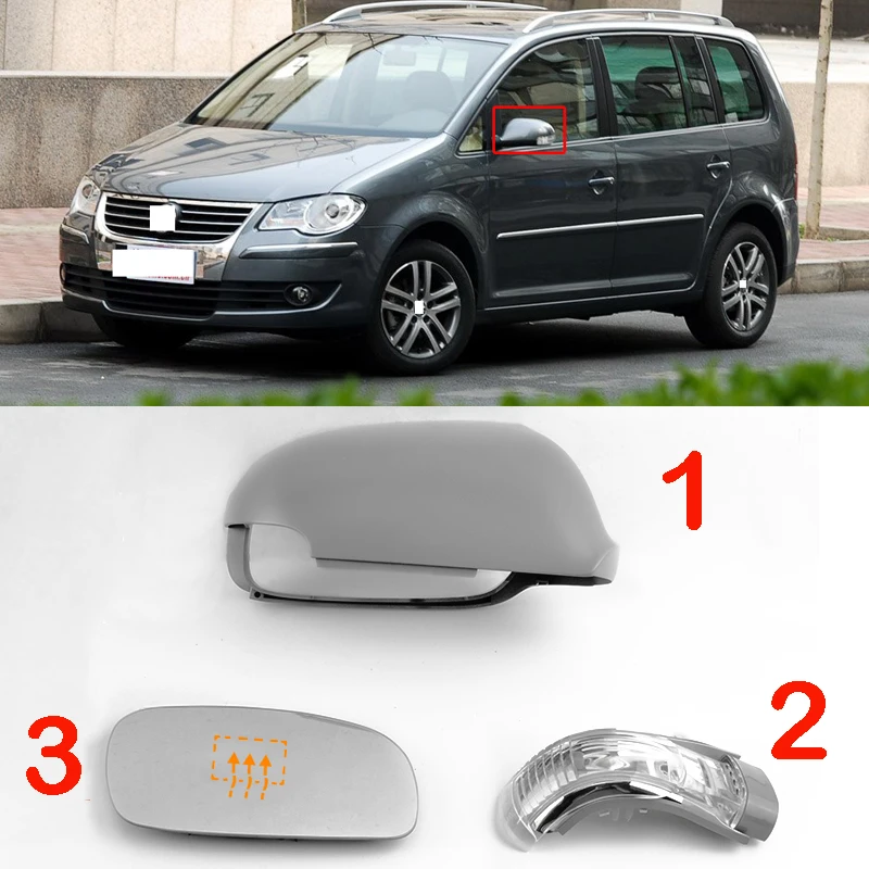 CAPQX For Touran 2005 2006 2007 2008 2009 2010 Side Rearview Mirror Glass Lens Turn Signal Light Mirror Cover Frame Shell Lid