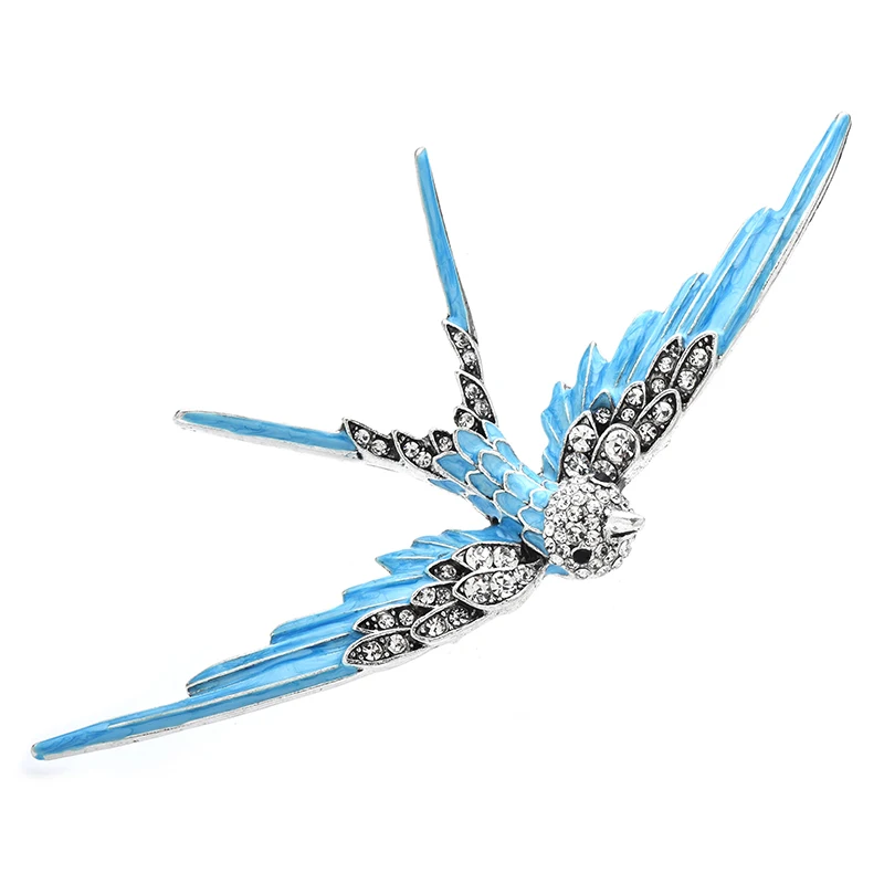 Wuli&baby Vintage Big Swallow Brooches Charming 3-color Enamel Flying Bird Animal Brooch For Women's Clothes Backpack Pins Gifts