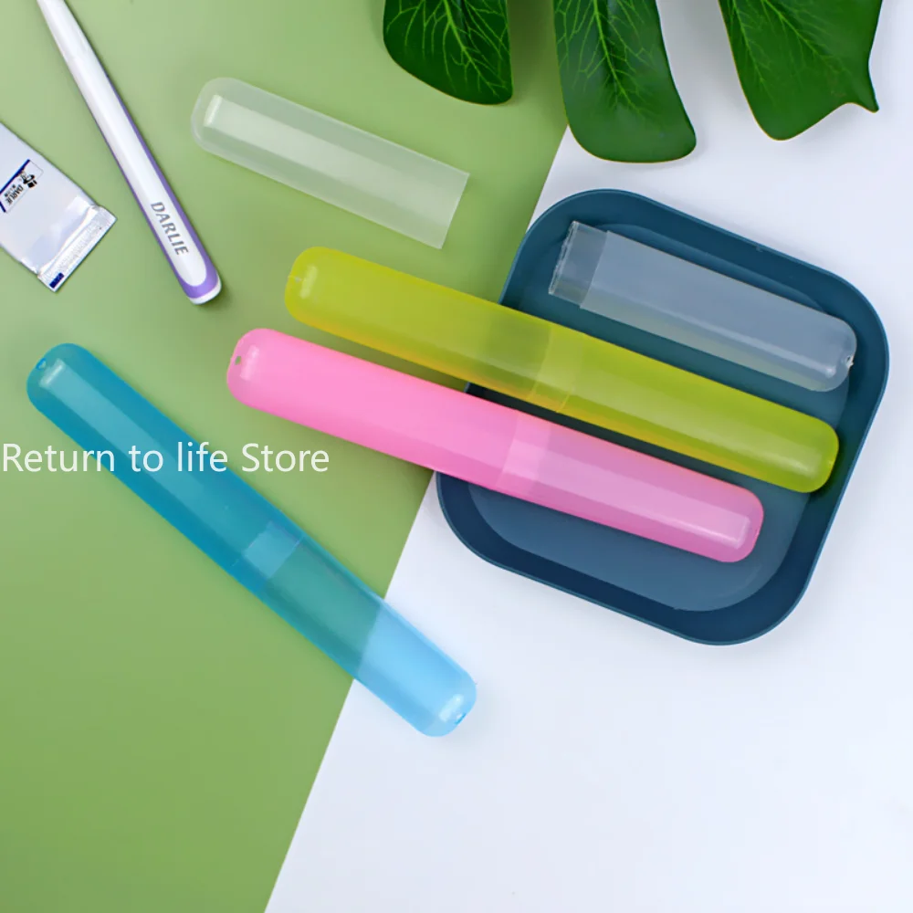 Toothbrush Head Protect Cover Tube Box Portable Case Storage Box Toothbrush Cover Travel Camping Hiking Candy Color Reusable