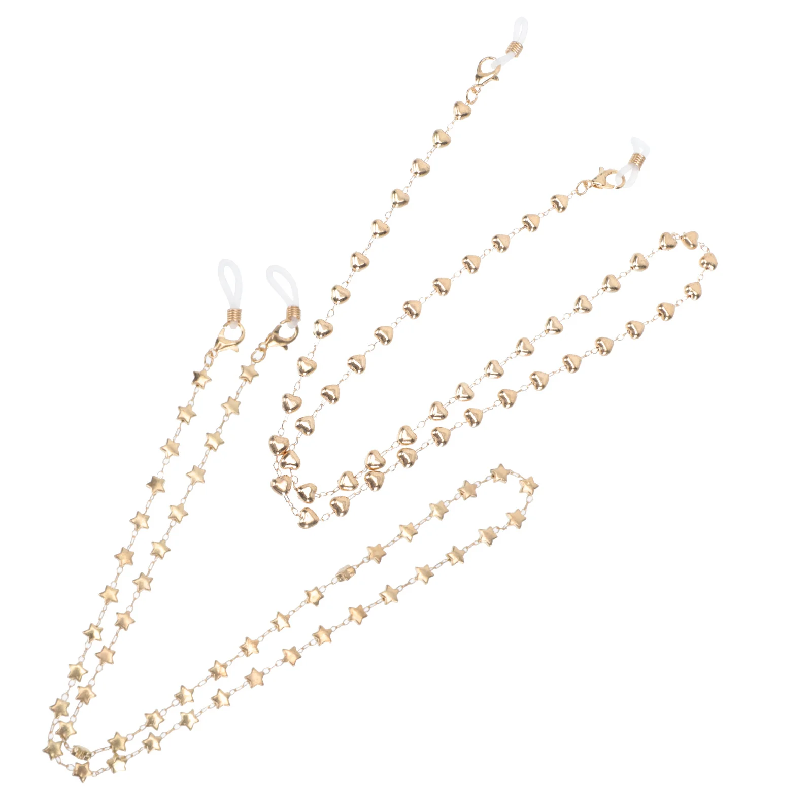 

2Pcs Alloy Star Heart Shape Glasses Chain Delicate Design for Eyewear Safety Sunglasses Holder Fashion Lanyard Decorative Cord