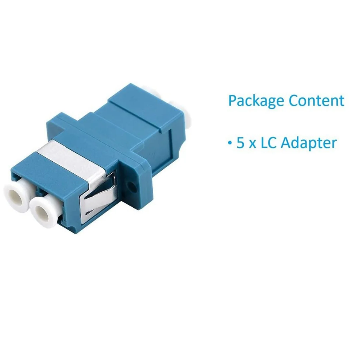 LC Fiber Optic Adapter - LC to LC Duplex Singlemode Coupler - 5 Pack - Blue