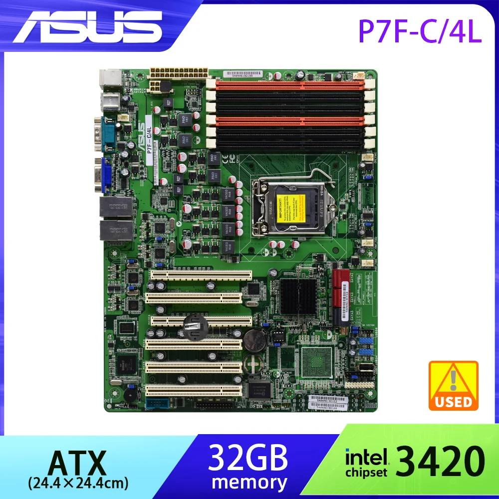 

Серверная материнская плата Asus P7F-C/4L LGA 1156, Intel 3420 DDR3, 32 ГБ, 6 SATAII PS/2 ATX