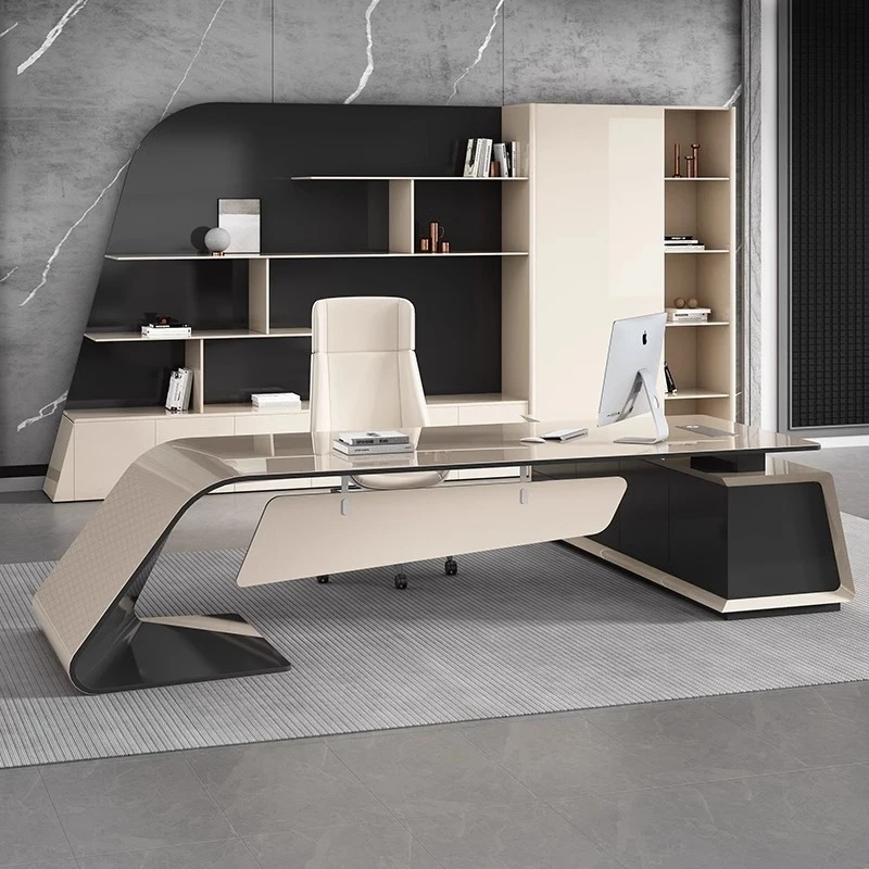Painted executive desk, light luxury office desk, simple modern manager desk, CEO office executive desk and chair set