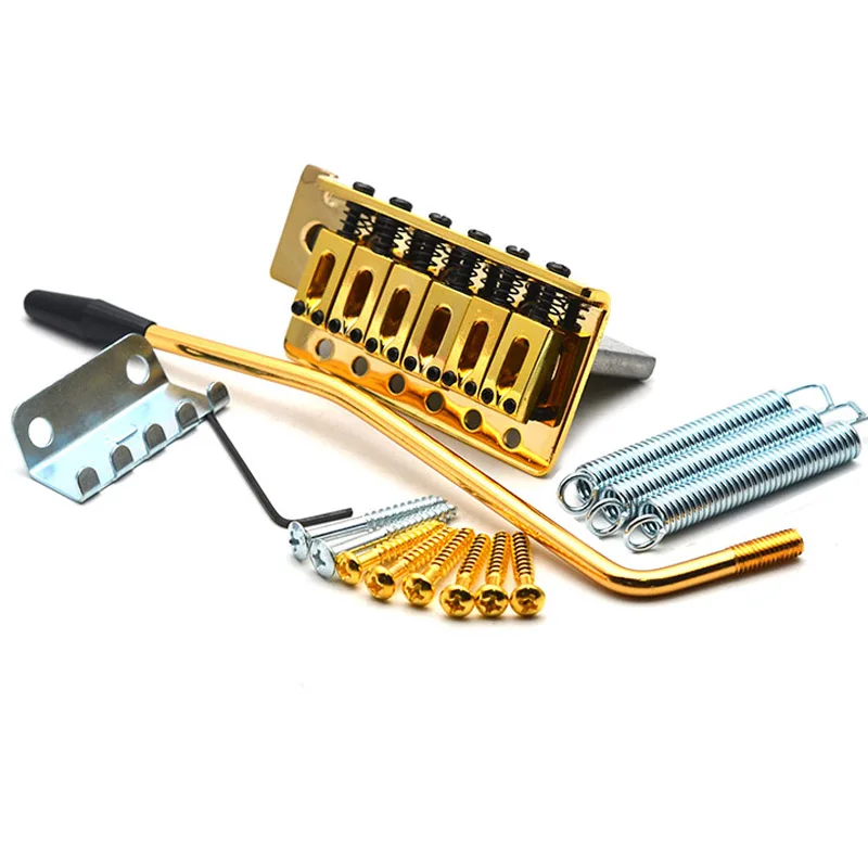 A Set Right handed 6 String Flat Saddle Single Tremolo Guitar Bridge System for Electric Guitar Black Chrome