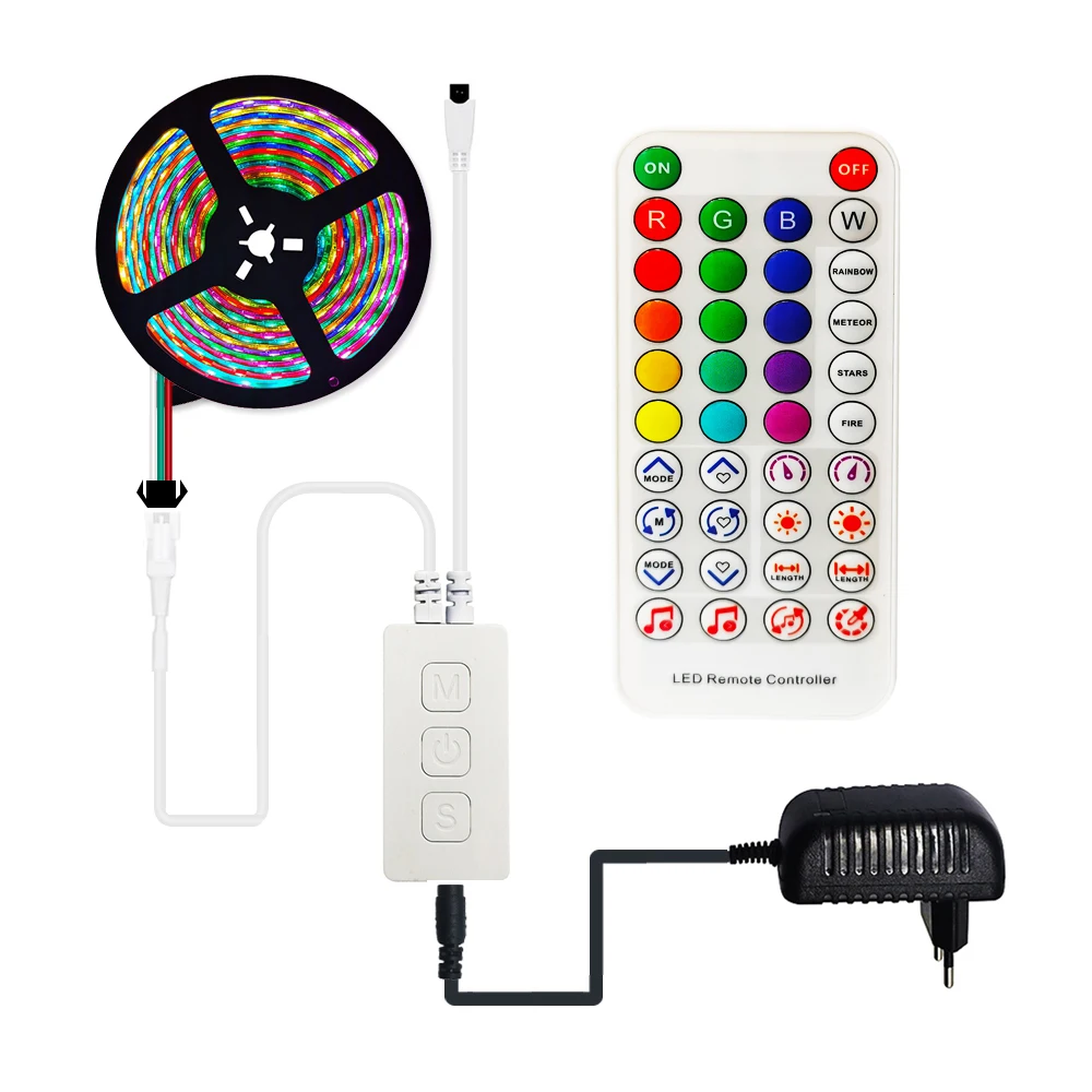 Imagem -02 - Led Strip Conjunto Sp611e Controlador de Música Magia Endereçável Pixel Luz Dc12v ic Controle 3leds para Sala tv Festa 5m 10m Ws2811