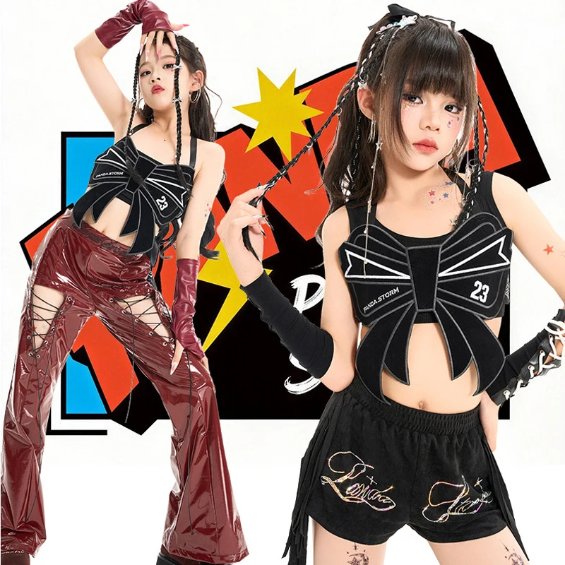 

Kids Cool Hip Hop Clothing Group Performance K-pop Outfit Girls Jazz Dance Costume Stage Performance Suit Street Wear XS11445