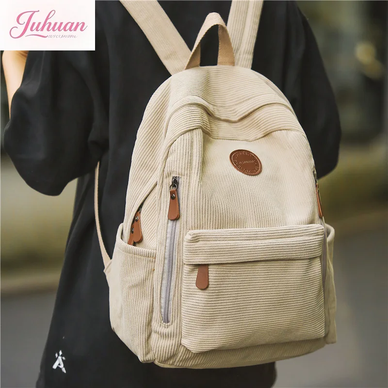 Women's Winter Backpack Japanese Literature Leisure Two-shoulder Bag Teen Students Schoolbag Large Capacity Corduroy Travel Bag