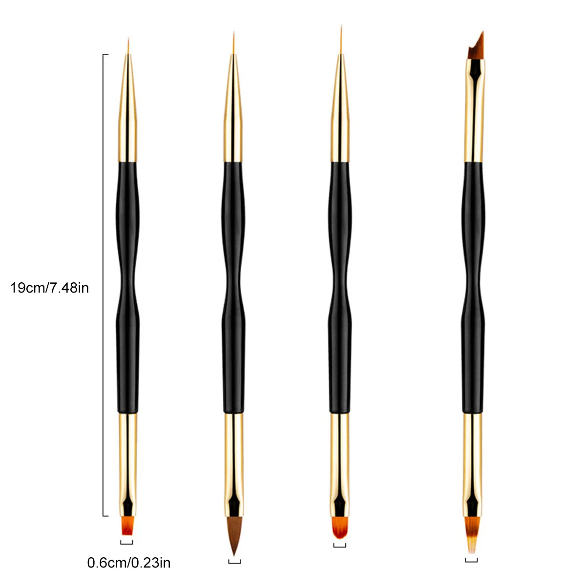 4-delige Nail Art Pen Brush Set met nylon borstelharen voor acrylnagels, tekenen, stippen, manicuregereedschap, creatieve ontwerpset