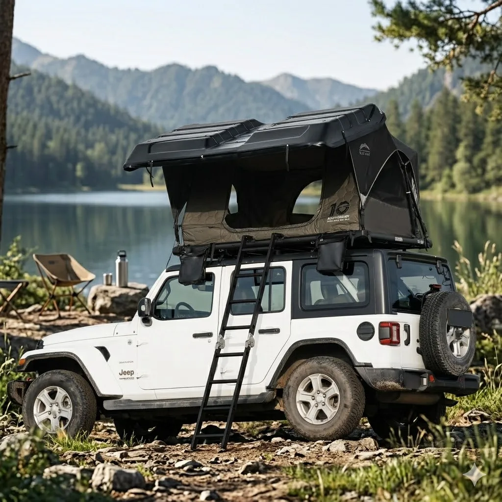 Automatic Electric Car Roof Top Tent with Solar Panel Oxford Fabric Four-season ABS Hard Shell Quick Automatic Opening Pop-up